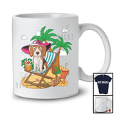 Beagle On Beach, Adorable Summer Vacation Palm Tree, Travel Trip Family Group T-Shirt