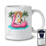 Beagle On Flamingo Float; Joyful Summer Vacation Hawaii; Pool Beach Family Group T-Shirt