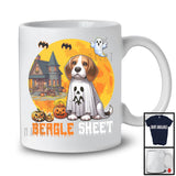 Beagle Sheet, Humorous Halloween Moon Boo Ghost Beagle Owner Lover, Family Group T-Shirt