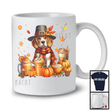 Beagle With Coffee Smoothie, Wonderful Thanksgiving Pumpkins Drinks Fall Leaves T-Shirt