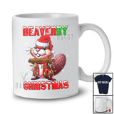 Beaverry Christmas; Merry X-mas Santa Beaver Animal Lover; Pajamas Snowing Around Family T-Shirt