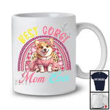 Meilleure maman Corgi de tous les temps, belle fête des mères léopard à carreaux arc-en-ciel, T-Shirt de groupe familial de fleurs