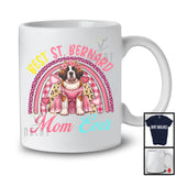 Meilleure maman Saint-Bernard de tous les temps, joli t-shirt léopard à carreaux arc-en-ciel pour la fête des mères, groupe familial de fleurs