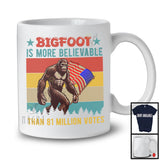 Bigfoot Is More Believable Than 81 Million Votes, Sarcastic Vintage Retro Bigfoot, USA Flag Patriotic T-Shirt