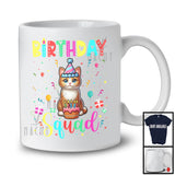 Birthday Squad; Colorful Birthday Cake Celebration Cat Animal Lover; Family Group T-Shirt