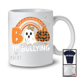 Boo To Bullying; Scary Halloween Costume Boo Ghost Lover Rainbow; Anti Bully Unity Day Orange Plaid T-Shirt