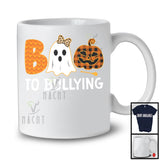 Boo To Bullying; Scary Halloween Costume Boo Ghost Lover; Anti Bully Unity Day Orange Plaid T-Shirt