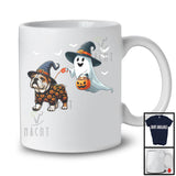 Boo Walking With Bulldog; Lovely Halloween Costume Witch Ghost; Family Group T-Shirt