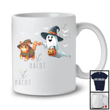 Boo Walking With Cat; Lovely Halloween Costume Witch Ghost; Family Group T-Shirt