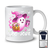 Boo-jour; Lovely Halloween Costume Pink Boo Ghost Witch Coffee Lover; Family Group T-Shirt