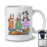 Boo; Spooky Halloween Three Pumpkin Mummy Witch Bearded Collies Owner; Family Group T-Shirt