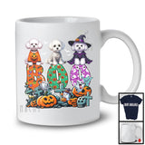 Boo; Spooky Halloween Three Pumpkin Mummy Witch Bichon Frises Owner; Family Group T-Shirt