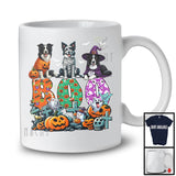 Boo; Spooky Halloween Three Pumpkin Mummy Witch Border Collies Owner; Family Group T-Shirt