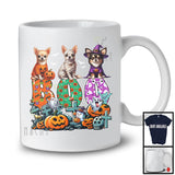 Boo; Spooky Halloween Three Pumpkin Mummy Witch Chihuahuas Owner; Family Group T-Shirt