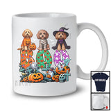 Boo; Spooky Halloween Three Pumpkin Mummy Witch Cockapoos Owner; Family Group T-Shirt