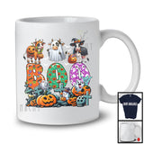 Boo; Spooky Halloween Three Pumpkin Mummy Witch Cows Owner; Family Group T-Shirt