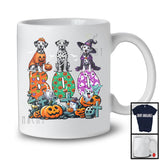 Boo; Spooky Halloween Three Pumpkin Mummy Witch Dalmatians Owner; Family Group T-Shirt