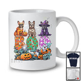 Boo; Spooky Halloween Three Pumpkin Mummy Witch French Bulldogs Owner; Family Group T-Shirt