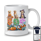 Boo; Spooky Halloween Three Pumpkin Mummy Witch Golden Retrievers Owner; Family Group T-Shirt