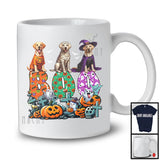 Boo; Spooky Halloween Three Pumpkin Mummy Witch Labrador Retrievers Owner; Family Group T-Shirt