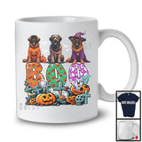 Boo; Spooky Halloween Three Pumpkin Mummy Witch Leonbergers Owner; Family Group T-Shirt