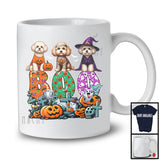 Boo; Spooky Halloween Three Pumpkin Mummy Witch Maltipoos Owner; Family Group T-Shirt