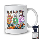 Boo; Spooky Halloween Three Pumpkin Mummy Witch Papillons Owner; Family Group T-Shirt