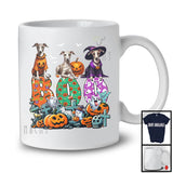 Boo; Spooky Halloween Three Pumpkin Mummy Witch Whippets Owner; Family Group T-Shirt