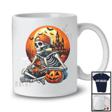 Boys Skeleton Playing Games; Creepy Halloween Costume Moon Pumpkin; Gamer Gaming T-Shirt