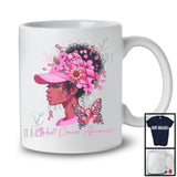 Breast Cancer Awareness; Adorable Black Afro Women Flowers Butterfly; Pink Ribbon Warrior Proud T-Shirt