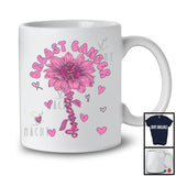 Breast Cancer Awareness; Lovely Sunflower Lover Leopard Pink Ribbon Hearts; Family Group T-Shirt