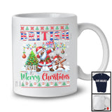 British You A Merry Christmas; Humorous X-mas Sweater Dabbing Santa British Flag; Family T-Shirt