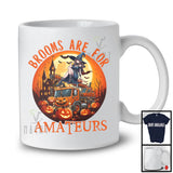 Brooms Are For Amateurs; Creepy Halloween Moon Witch On Crane Truck Lover; Family Group T-Shirt