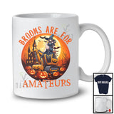 Brooms Are For Amateurs; Creepy Halloween Moon Witch On Excavator Lover; Family Group T-Shirt