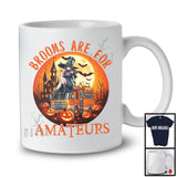 Brooms Are For Amateurs; Creepy Halloween Moon Witch On Fire Truck Lover; Family Group T-Shirt