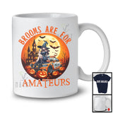 Brooms Are For Amateurs; Creepy Halloween Moon Witch On Police Car Lover; Family Group T-Shirt