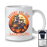 Brooms Are For Amateurs; Creepy Halloween Moon Witch On Tractor Lover; Family Group T-Shirt