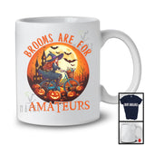 Brooms Are For Amateurs; Creepy Halloween Moon Witch Riding Bicycle Lover; Family Group T-Shirt