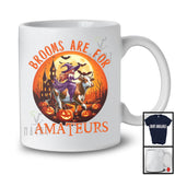 Brooms Are For Amateurs; Creepy Halloween Moon Witch Riding Cow Lover; Family Group T-Shirt