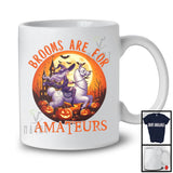 Brooms Are For Amateurs; Creepy Halloween Moon Witch Riding Llama Lover; Family Group T-Shirt