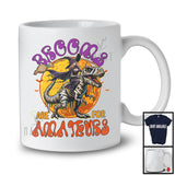 Brooms Are For Amateurs, Sarcastic Halloween Witch Riding T-Rex Lover, Family Group T-Shirt