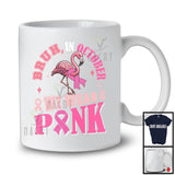 Bruh In October Wear Pink; Awesome Breast Cancer Awareness Flamingo Pink Ribbon; Family Group T-Shirt