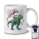 Bunny Riding T-Rex, Humorous 4th Of July American Flag Pride Bunny T-Rex, Patriotic Group T-Shirt