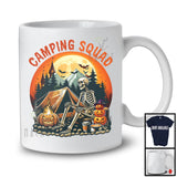 Camping Squad, Scary Halloween Costume Skeleton Pumpkins, Outdoor Activities Group T-Shirt