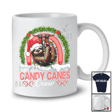 Candy Canes Crew; Amusing Christmas Santa Sloth With Candy Cane; Animal Lover T-Shirt