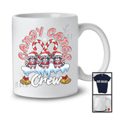 Candy Canes Crew; Awesome Christmas Three Santa Raccoon Snowing Around; X-mas Family T-Shirt