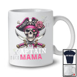 Captain Mama; Horror Halloween Costume Skull Pirate Lover; Matching Family Group T-Shirt