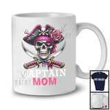 Captain Mom; Horror Halloween Costume Skull Pirate Lover; Matching Family Group T-Shirt