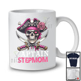 Captain Stepmom; Horror Halloween Costume Skull Pirate Lover; Matching Family Group T-Shirt