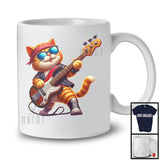 Cat Playing Guitar Rock; Joyful Music Bass Guitar Guitarist; Cat Owner Lover T-Shirt